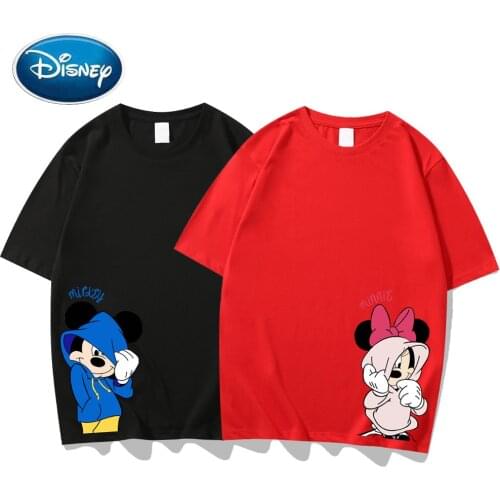 Disney Sweet Minnie Mickey Mouse Cartoon Letter Print Couples Unisex Women T-Shirt Short Sleeve Tee O-Neck Pullover Top 10 Color