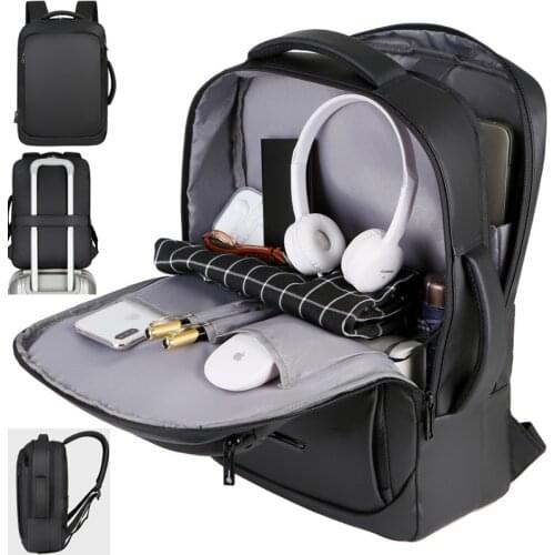 Travel Black 15.6 Inch Backpack Men Streetwear Business Slim College Bookbag USB Backpacks Male Bag Waterproof Rucksacks Mochila