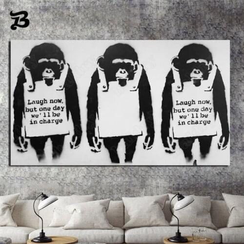 Canvas Painting Black and White Three Orangutans Monkey Gorilla Quotes Art Canvas Poster Print Wall Art Picture for Living Room