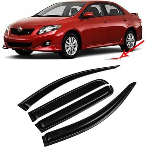 Car Smoke Tinted Side Rain Guard Sun Shade Window Visors Auto Rain Shade Shelter For Toyota Corolla 2007-2013 Car Rain Cap Cover