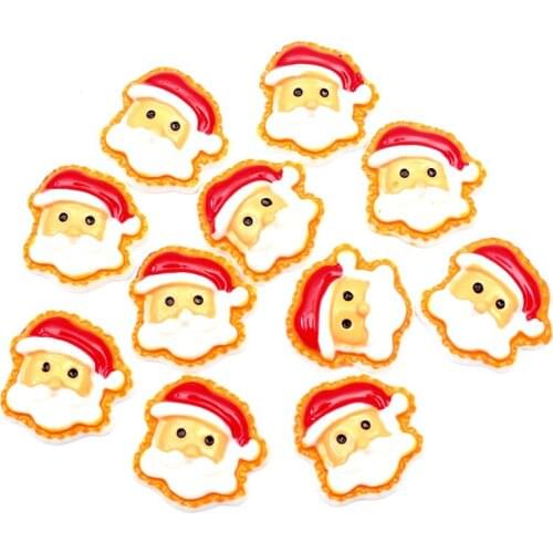 LF 10Pcs Santa Claus Resin Decoration Craft Flatback Cabochon Embellishments For Scrapbooking Kawaii Cute Diy Accessories