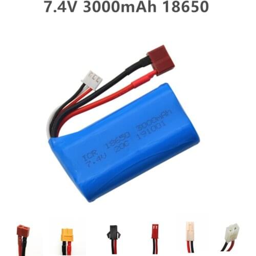 7.4V Lipo Battery for Wltoys 12428 12401 12402 12403 12404 12423 FY-03 FY01 FY02 rc toys battery parts 7.4V 3000mah 18650 T Plug