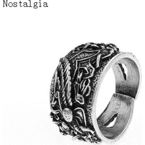 Nostalgia Griffin Wolf Rings Wolves Symber Ring Viking Norse Vintage God Wing Signet Anel Bague Men Jewelry Ring For Women Gift