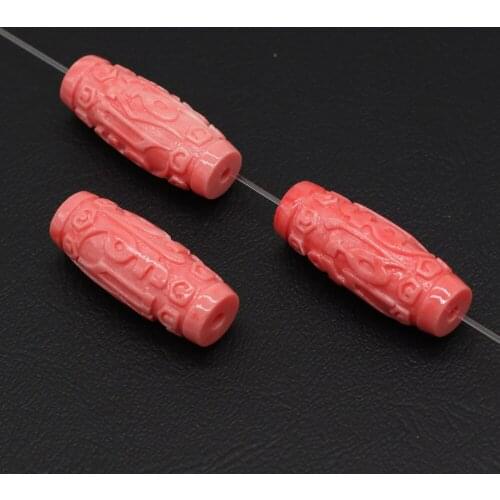 Natural Coral beads long cylindrical sculpture Pink Through hole Loose Beads for Jewelry Making DIY Bracelet Necklace Accessorie