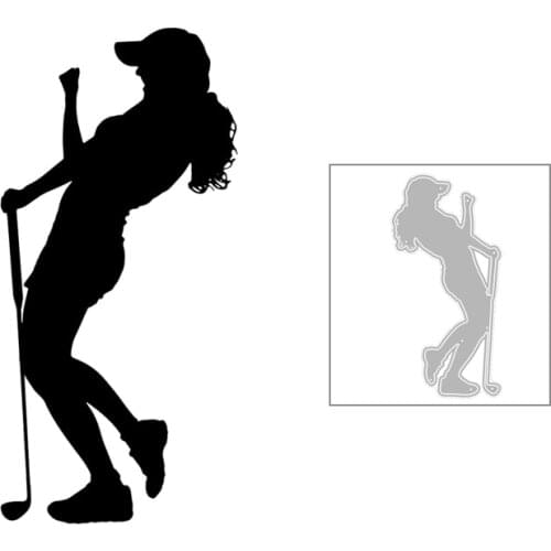 2020 New Hot DIY Girl Play Sports Golf Club Sentiment Happy Silhouette Metal Cutting Dies and For Scrapbooking Foil No Stamps