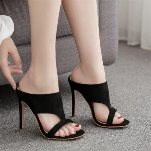 2021 Sexy Snake Pattern Thin High Heels Slippers Women Hollow Mules Party Shoes Ladies Street Beach Summer Fashion Slip On Slide