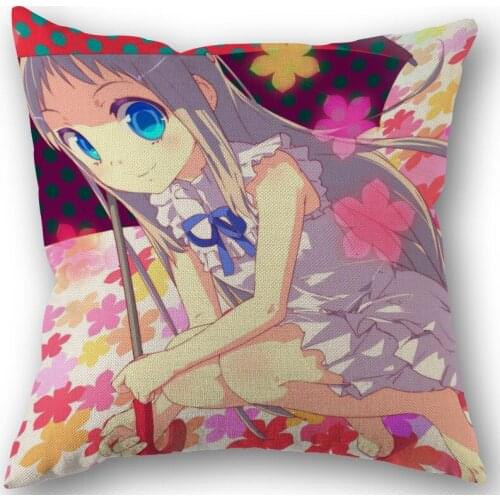 New Arrival Anohana Cutton Linen Pillowcases Zipper Pillow Case More Size Custom Your Image Gift
