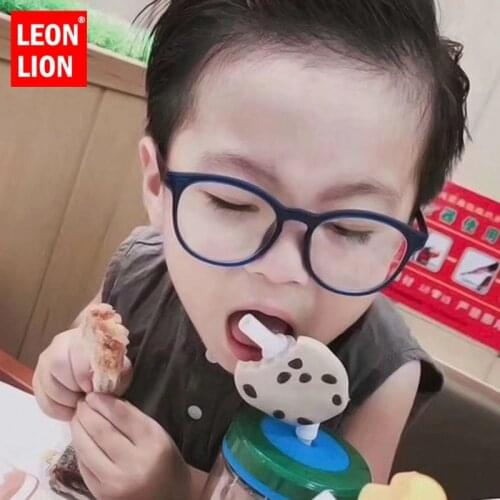 LEONLION Anti-Blu-ray Glasses for Children Retro Round Glasses Frame Kids Eyeglasses Retro Anti-blue Light Flat Mirror Oculus