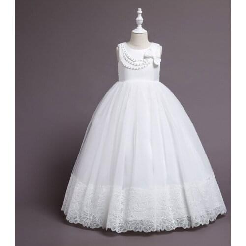 White Wedding Bridesmaid Summer Dress Children Bow Tutu Princess Birthday Party Prom Gown Vestidos Baby Girls Clothes 12 Years