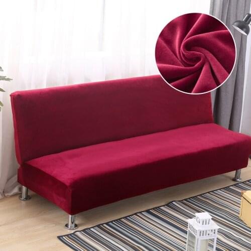 Thick Velvet Armless Folding Sofa Bed Covers Bedspread on The Sofa for Living Room Plush Non-Slip Couch Cover Strentch Slipcover