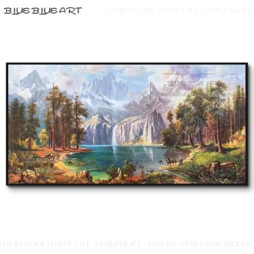 Professional Artist Hand-painted Yellowstone National Park Oil Painting on Canvas Beauty American Natural Scenery Oil Painting