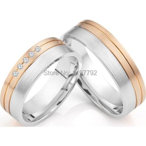 Luxury custom size designer rose gold colour titanium wedding rings UK style
