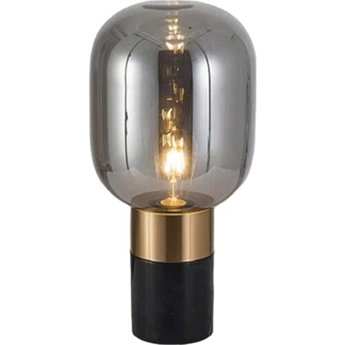 Nordic Simple Marble Base Wax Gourd Glass Lampshade Desk Lamp Living Room Table Decor Bedroom Beside Light Study LED Book Lights