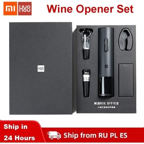 Xiaomi Huohou Automatic Wine Bottle Opener Kit Electric Corkscrew With Foil Cutter Wine Decanter Pourer Aerator For Family Gifts