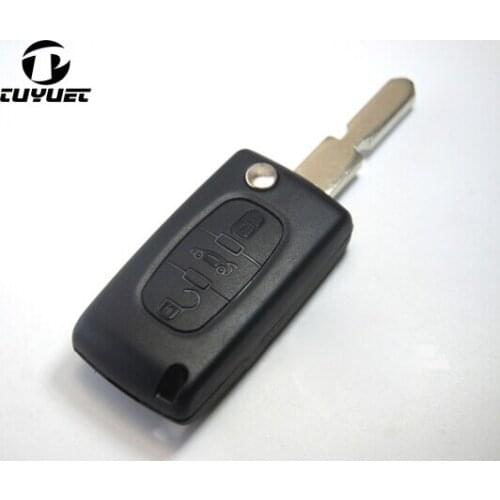 Bank flip folding remote key shell for Peugeot 406 3 buttons Key Case with battery holder