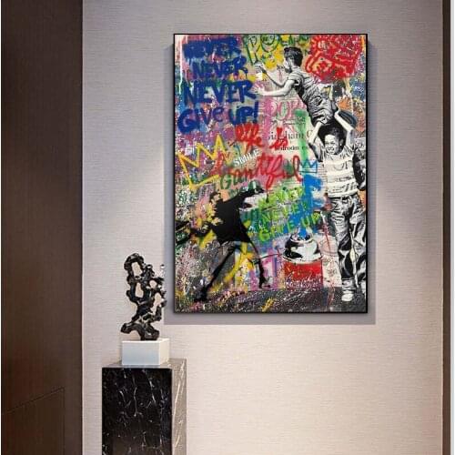 Modern Street Graffiti Art Canvas Painting on Canvas Poster and Prints Wall Art Never Give up Picture for Living Room Home Decor