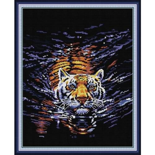 Everlasting Love Tiger In Water 2 Ecological Cotton Cross Stitch Kits Clear Printed Stampted DIY Gift New Year Sales Promotion