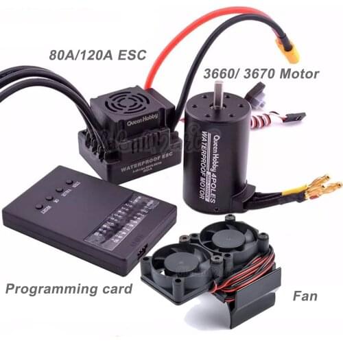 Waterproof S-80A 80A / S-120A 120A 2-4S ESC + 3660 3300KV 3800KV / 3670 2150KV 2650KV Brushless Motor for 1/8 1:8 RC Car Trucks