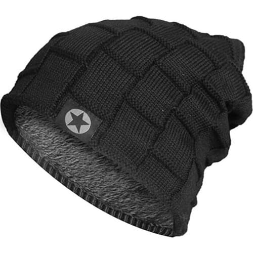 High Quality Star Winter Hat Add Fur Warm Beanies Hat Baggy Skullies Knitted Hat For Men Women Ski Sports Beanies Cap