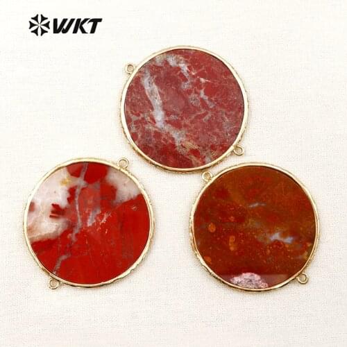 WT-C237 NEW!Fashion jewelry connectors round shape pendant unique natural stone connector for necklace making about 40mm