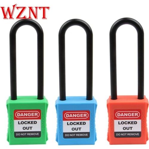2pcs free shipping 76mm Security Orange Blue Yellow Lock Industrial Nylon Plastic Shackle Safety Lockout Padlock