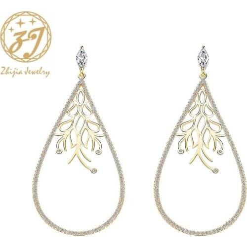 Zhijia exaggeration vintage crystal rhinestone elegant wedding dress party gifts waterdrop stud earrings accessories