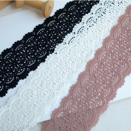 1 Meter/lot Flower shape Ivory Black Brown Bean Cotton Lace Fabric Handmade DIY Eyelashes Lace Trim Clothes Accessories
