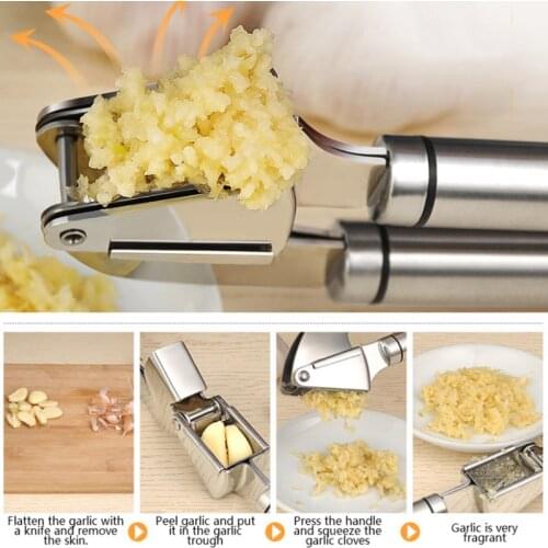 1pcs Stainless Steel Garlic Press Manual Garlic Mincer Chopping Garlic Tools Curve Fruit Vegetable Tools Kitchen Gadgets