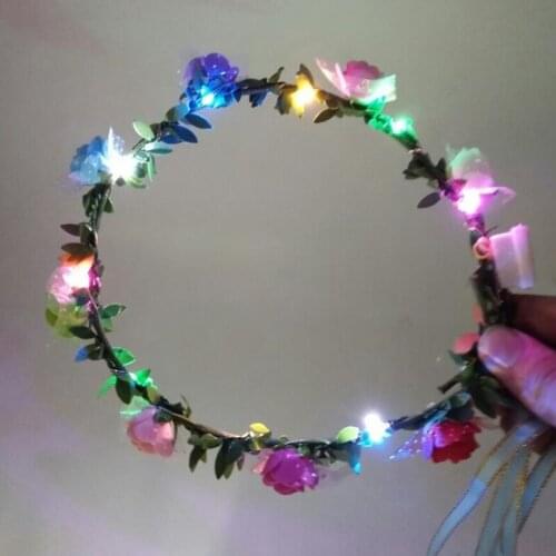 15pcs LED Light Up Flashing Flower Headband Garland Wreath Headdress Women Girls Glow Party home decor birthday