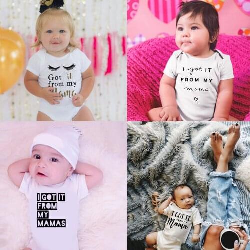 2020 Baby Summer Clothing Newborn Infant Baby Girl Letter Print Bodysuit I Got It From My Mama Summer Short Sleeve Unisex Onesie