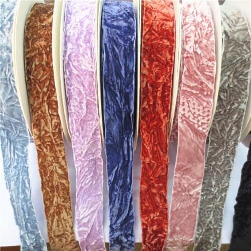4cm Single-sided Hot Pleated Crimped Flocking Belt Hair Accessories DIY Material Packaging Clothing Flower Wedding Ribbon 419