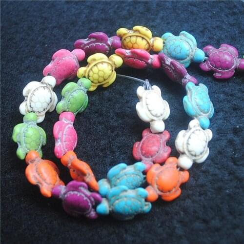 44PCS New Stone Turquoise Loose Beads Accessories Size 14X18MM For Charms Bracelets Making Turtle Shape Wholesale Factory Sells