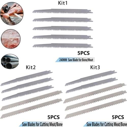 5pcs Reciprocating Saw Blade Stainless Steel Blade Frozen Bone Wood Metal Plastic Cutting Electric Saw