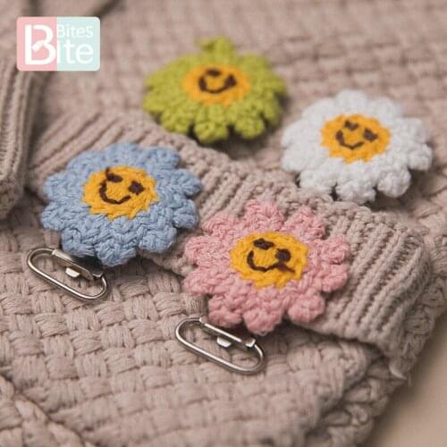 5pc Dummy Pacifier Clips Crochet Smile Clip Holder Baby Teether DIY Accessories Nipple Holder Baby Teething Toys Nurse Gifts Kid