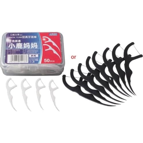 50pcs Bamboo Charcoal Dental Floss Teeth Toothpicks Stick Oral Care Tooth Clean