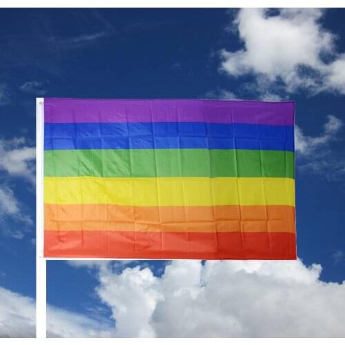 1 Pcs 90cm*150cm Colorful Rainbow Flag Polyester Large Gay Pride Flag with Brass Grommets Banner Hanging Friendly LGBT Flag