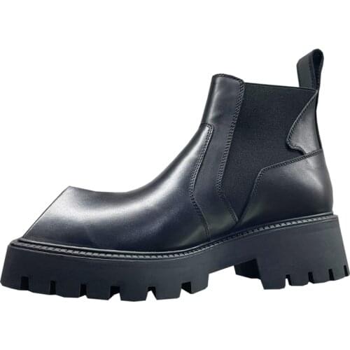 Owen Seak Men High-TOP Chelsea Riding Boots Genuine Leather Women Sneaker Luxury Trainers Casual Lace-up Zip Flat Black Shoes