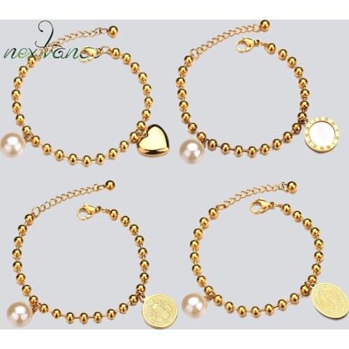 Nextvance Heart Jesus Coin Bracelets Virgin Mary Number Shell Round Pendant Bracelet for Anniversary Gift Pulseiras