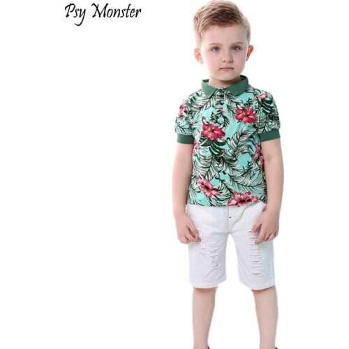 Brand Baby Boys Clothing Sets New Summer Fashion Hawaii Beach Style Kids High Quality Clothing Children Print Shirt Shorts B009