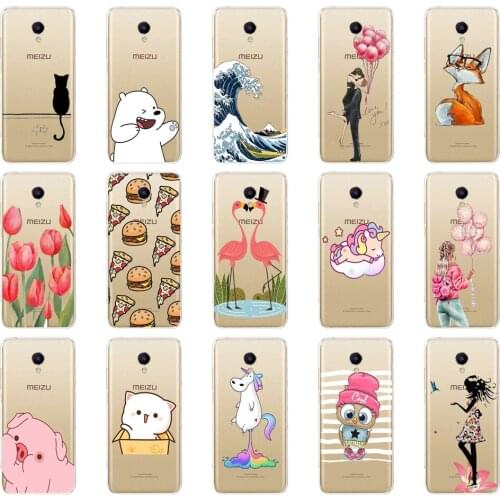 Phone Case For Meizu M5 Soft Silicone TPU Cute Cat Painted Cover For Meizu M5 Case