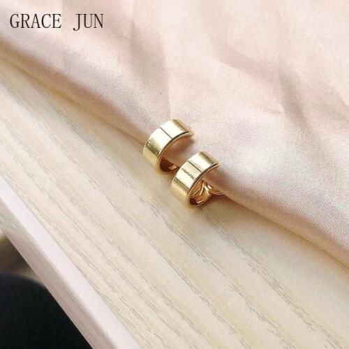 GRACE JUN New Gold Color Mosquito Coil Clip on Hoop Earrings No Pierced Cute C Shape Ear Cuff Earrings Ear Clips Fashion Jewelry