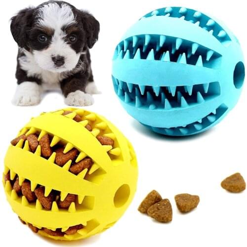 Dog Toy Ball Nontoxic Bite Resistant Toy Ball for Pet Dogs Puppy Cat Dog Pet Food Treat Feeder Chew Tooth Cleaning Ball