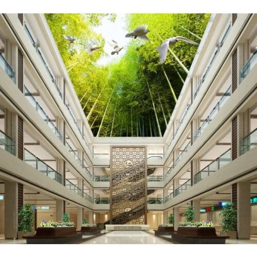 Customized 3d wallpaper 3d ceiling wallpaper murals bamboo wallpaper ceiling non-woven vinyl ceiling