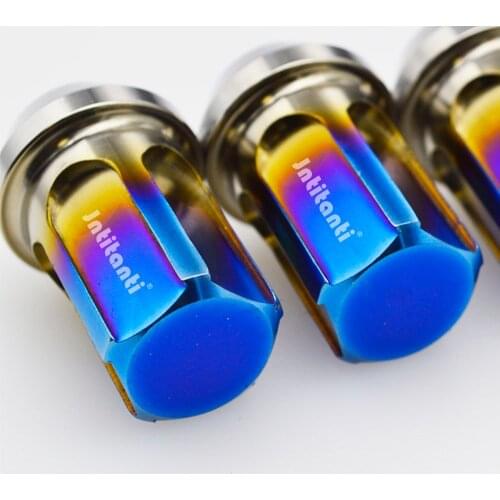 M12*1.25*35 Burnt blue lightweight Gr5 titanium anti-theft lug nut with close end