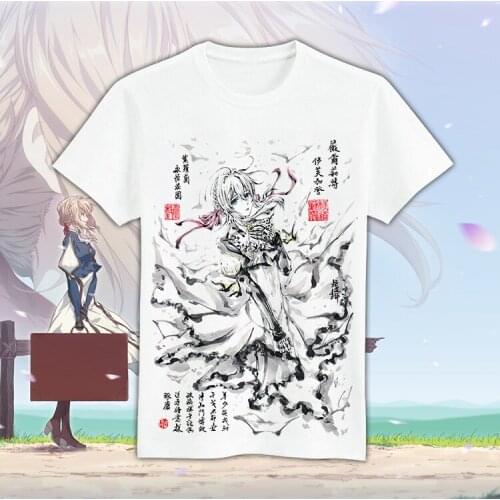 Japanese Anime Violet Evergarden Cosplay T Shirt Cartoon Violet Evergarden Printed Summer T-Shirt Casual TopTee tshirt Costume