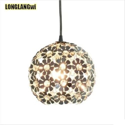 Beautiful flower Silver pendant Light Fixture Aluminum Hanging Lamp Crystal pendant Lamps for Dining Bedroom