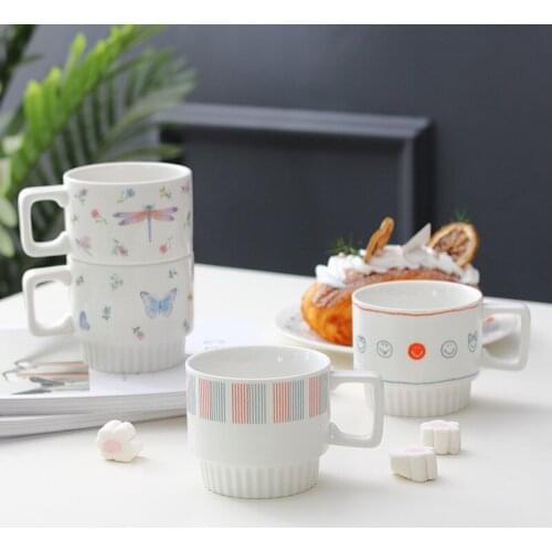 Creative Hand-painted Ceramic Mug Household Simple Milk Cup Breakfast Water Cup Beverage Cup Personalized Gift