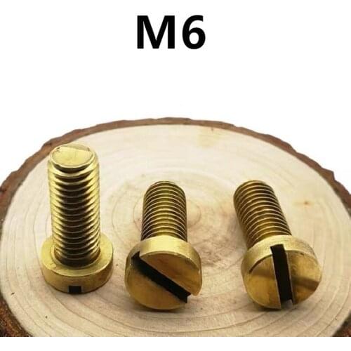 30PCS M6x8/10/12/16/20/25/30mm GB65 DIN84 Brass cheese head slotted screw copper machine screws