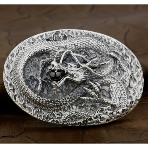 Huge & Heavy Dragon 925 Sterling Silver Mens Biker Belt Buckle 9C001