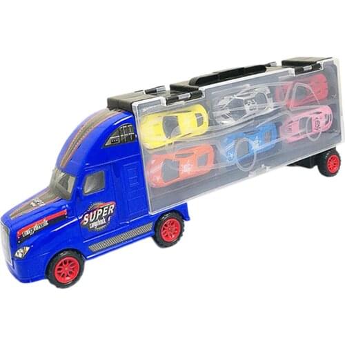 Diecast Alloy Container Transport Truck with 12 Car Vehicle Toy Sets